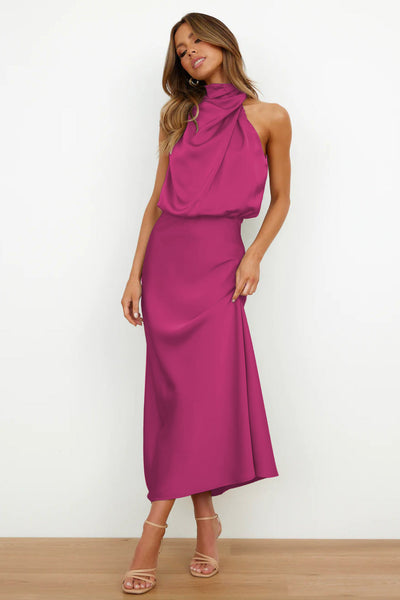 Carlina - Elegant Satin Halter Dress