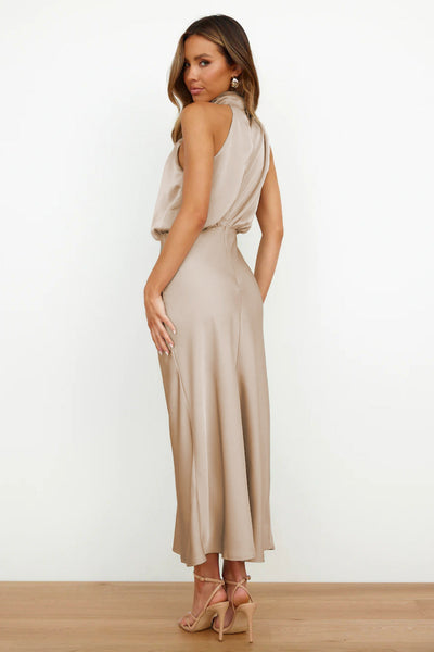 Carlina - Elegant Satin Halter Dress