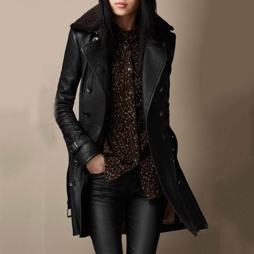Mara | Elegant 3/4 Leather Coat
