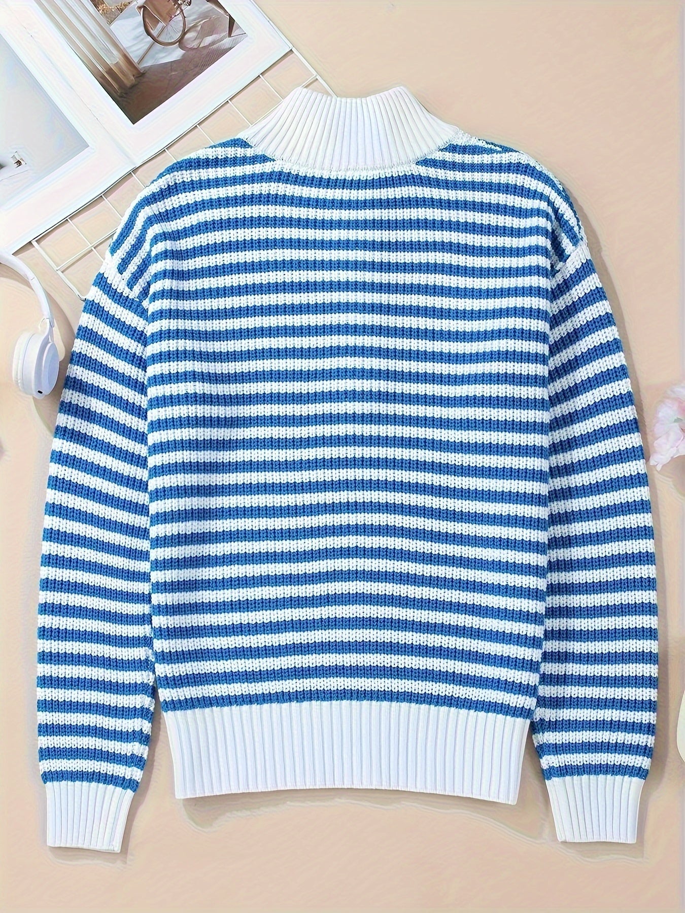 Celia | Striped Zipper Sweater