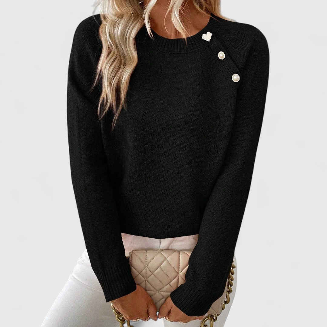 Amelie | Pearl Accent Knit Sweater