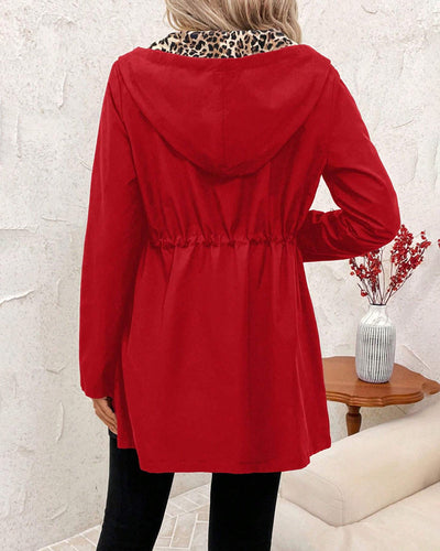 Victoria | Reversible Coat with Hood and Leopard Print