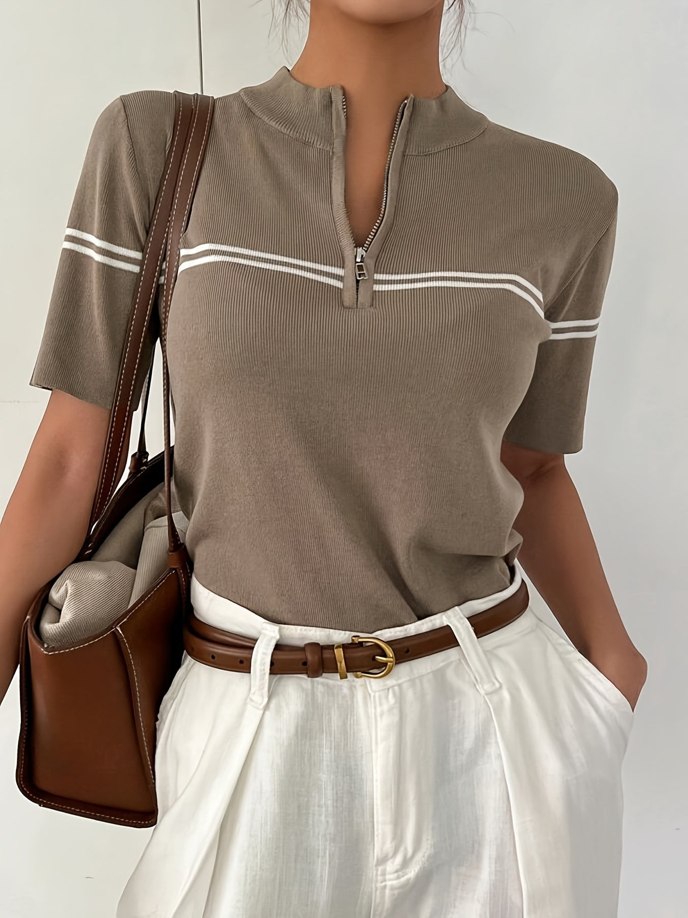 Erin | Striped Zipper Sweater