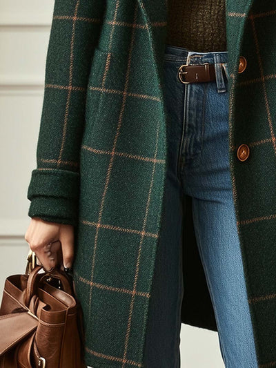 Mili | Retro Lapel Plaid Tweed Coat